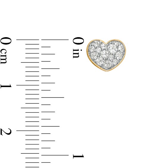 White Topaz Cluster Heart Stud Earrings in 10K Gold