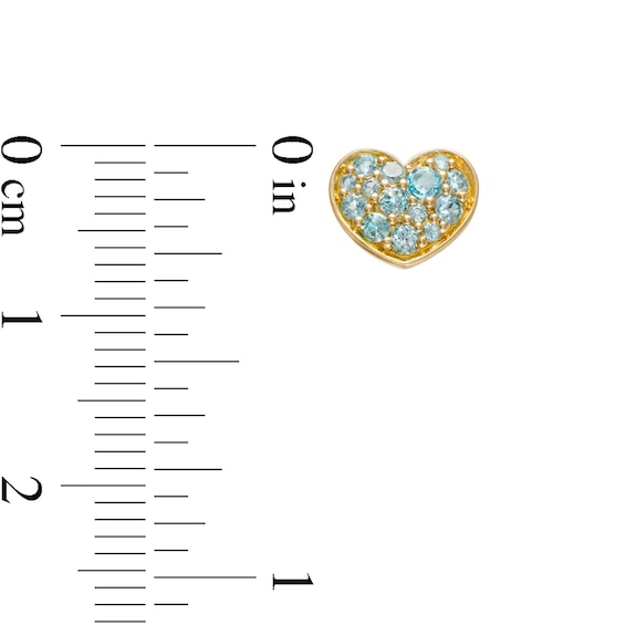 Swiss Blue Topaz Cluster Heart Stud Earrings in 10K Gold