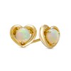 Thumbnail Image 1 of 4.0mm Opal Solitaire Heart Frame Stud Earrings in 10K Gold