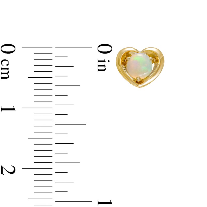 Main Image 3 of 4.0mm Opal Solitaire Heart Frame Stud Earrings in 10K Gold