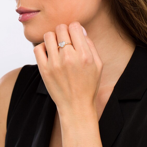 White Topaz Cluster Heart Ring in 10K Gold