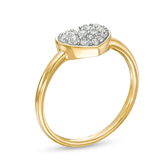 White Topaz Cluster Heart Ring in 10K Gold