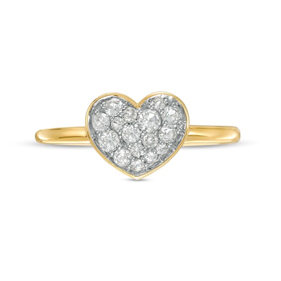 White Topaz Cluster Heart Ring in 10K Gold