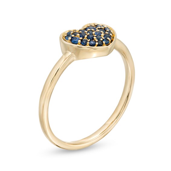 Blue Sapphire Cluster Heart Ring in 10K Gold