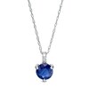 Thumbnail Image 1 of 6.0mm Blue Sapphire and Diamond Accent Drop Pendant in 10K White Gold