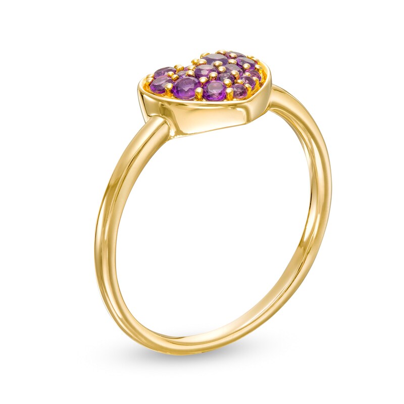 Main Image 3 of Amethyst Cluster Heart Ring in 10K Gold