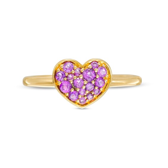 Amethyst Cluster Heart Ring in 10K Gold
