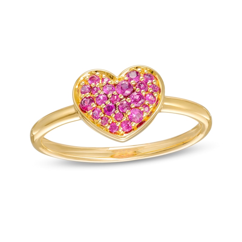 Main Image 1 of Ruby Cluster Heart Ring in 10K Gold