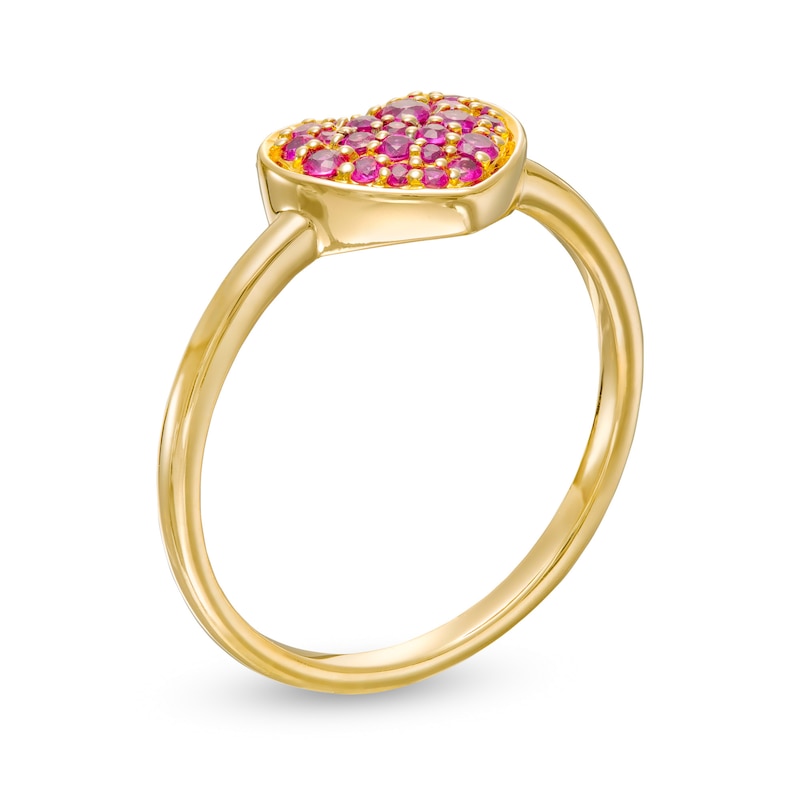 Main Image 3 of Ruby Cluster Heart Ring in 10K Gold