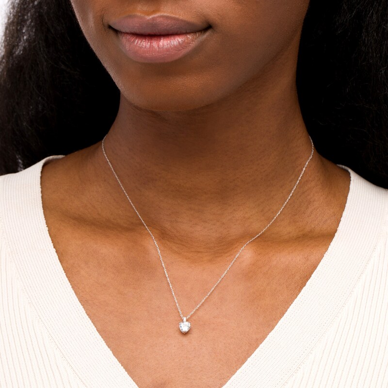 Main Image 2 of 6.0mm White Topaz and Diamond Accent Drop Pendant in 10K White Gold
