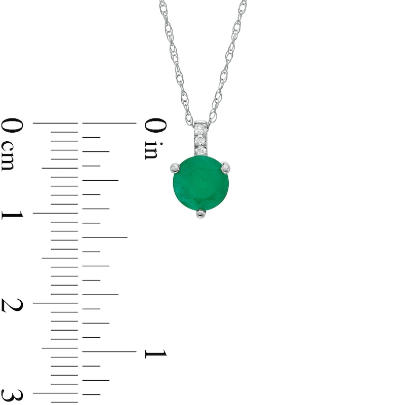 Main Image 3 of 6.0mm Emerald and Diamond Accent Drop Pendant in 10K White Gold