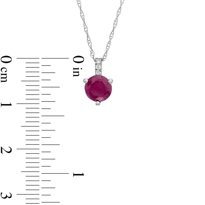 Main Image 3 of 6.0mm Ruby and Diamond Accent Drop Pendant in 10K White Gold