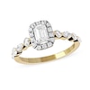 Thumbnail Image 1 of 1 CT. T.W. Emerald-Cut Diamond Frame Multi-Shape Alternating Shank Engagement Ring in 10K Gold