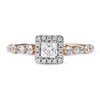 Thumbnail Image 2 of 1 CT. T.W. Princess-Cut Diamond Frame Multi-Shape Alternating Shank Engagement Ring in 10K Rose Gold