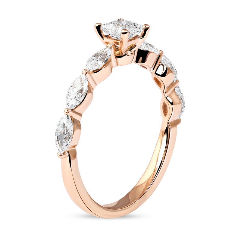 1-5/8 CT. T.W. Princess-Cut and Marquise Diamond Engagement Ring in 14K Rose Gold