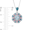 Thumbnail Image 2 of Captivating Color Aquamarine, Pink Spinel, London Blue Topaz and 1/20 CT. T.W. Diamond Drop Pendant in 14K White Gold