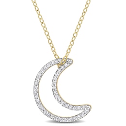 1/5 CT. T.W. Diamond Crescent Moon Outline Pendant in Sterling Silver with Yellow Rhodium Plate
