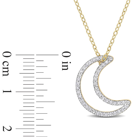 1/5 CT. T.w. Diamond Crescent Moon Outline Pendant in Sterling Silver with Yellow Rhodium Plate