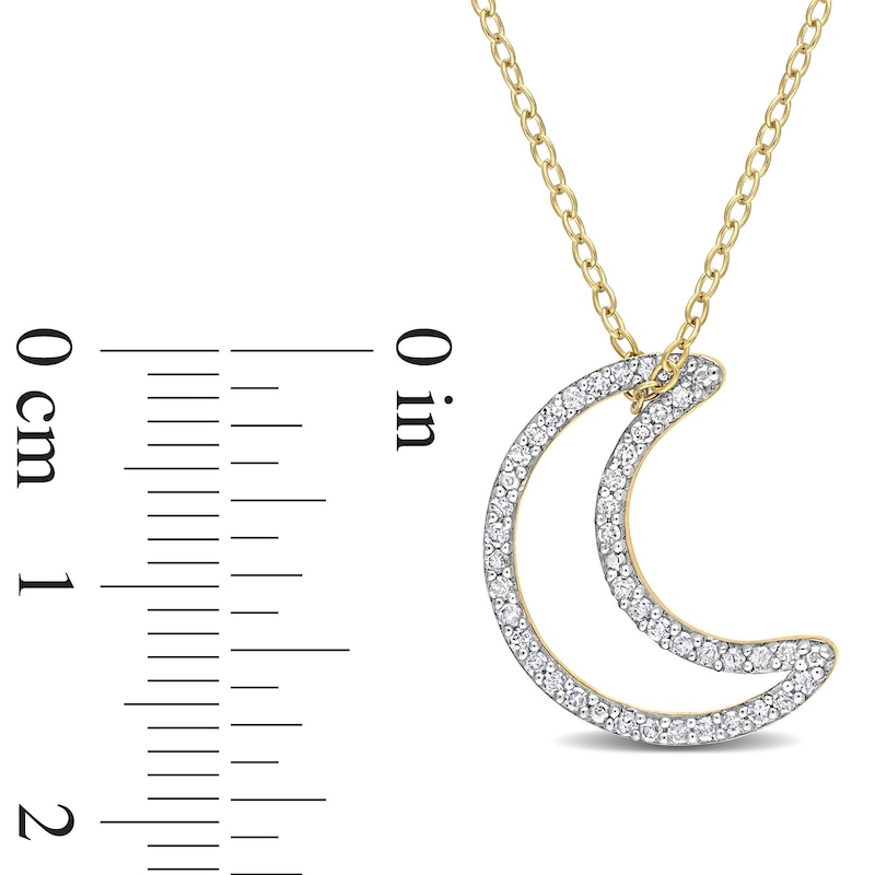 Main Image 3 of 1/5 CT. T.W. Diamond Crescent Moon Outline Pendant in Sterling Silver with Yellow Rhodium Plate