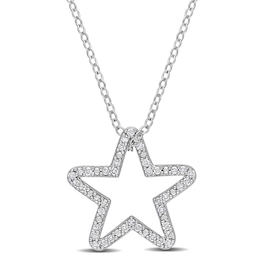 1/5 CT. T.W. Diamond Star Outline Pendant in Sterling Silver