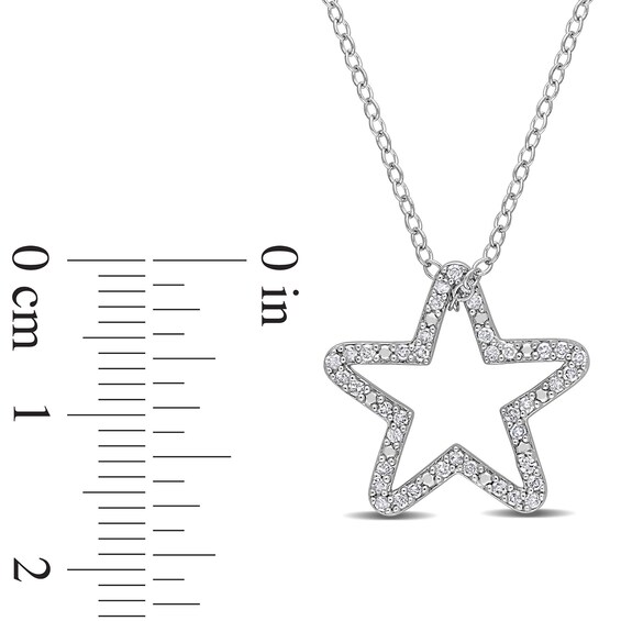 1/5 CT. T.w. Diamond Star Outline Pendant in Sterling Silver