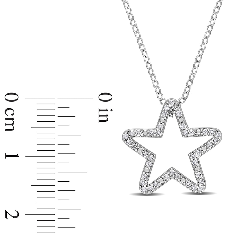 Main Image 3 of 1/5 CT. T.W. Diamond Star Outline Pendant in Sterling Silver