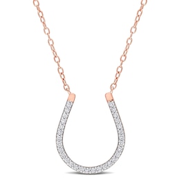1/6 CT. T.W. Diamond Horseshoe Necklace in Sterling Silver with Rose Rhodium Plate