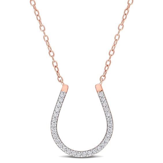 1/6 CT. T.w. Diamond Horseshoe Necklace in Sterling Silver with Rose Rhodium Plate