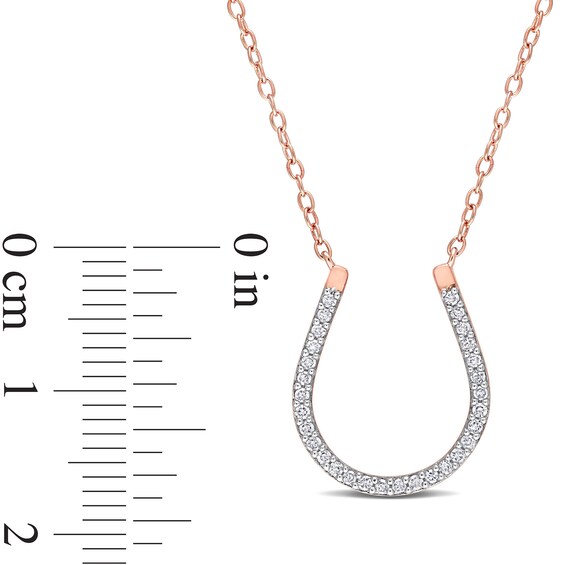 1/6 CT. T.w. Diamond Horseshoe Necklace in Sterling Silver with Rose Rhodium Plate
