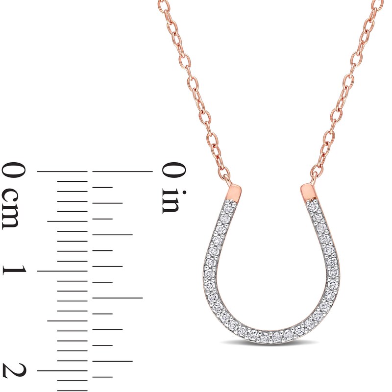 Main Image 3 of 1/6 CT. T.W. Diamond Horseshoe Necklace in Sterling Silver with Rose Rhodium Plate