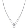 Thumbnail Image 1 of 1/20 CT. T.W. Diamond Double Strand Layered Circle Necklace in Sterling Silver - 19"