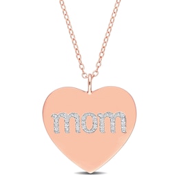 1/10 CT. T.W. Diamond "mom" Heart Pendant in Sterling Silver with Rose Rhodium Plate