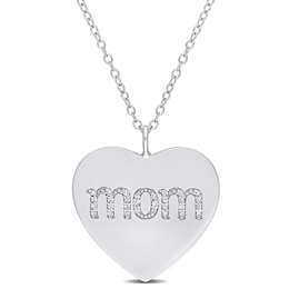 1/10 CT. T.W. Diamond "mom" Heart Pendant in Sterling Silver