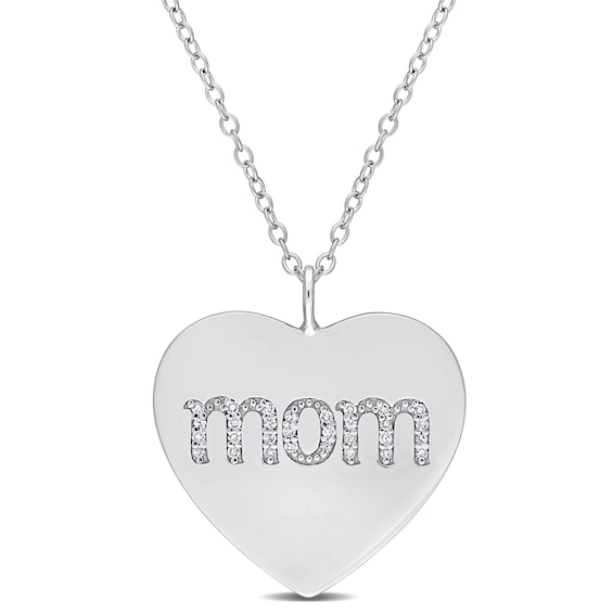 1/10 CT. T.w. Diamond Mom Heart Pendant in Sterling Silver