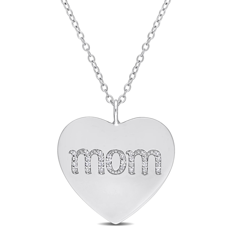Main Image 1 of 1/10 CT. T.W. Diamond &quot;mom&quot; Heart Pendant in Sterling Silver