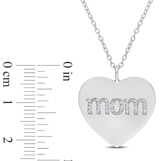 1/10 CT. T.w. Diamond Mom Heart Pendant in Sterling Silver