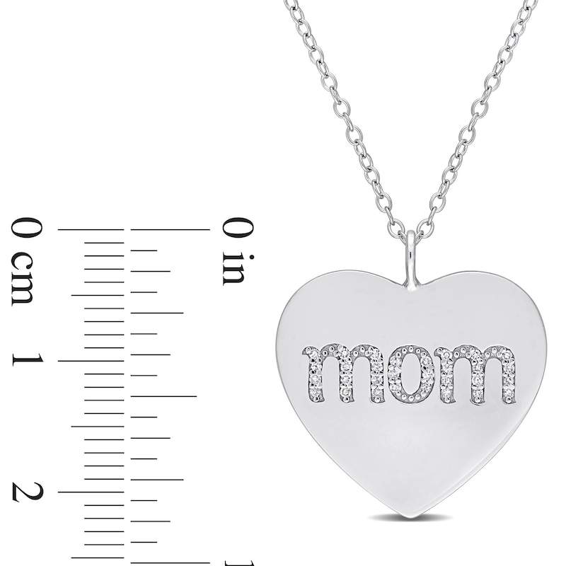 Main Image 4 of 1/10 CT. T.W. Diamond &quot;mom&quot; Heart Pendant in Sterling Silver