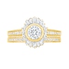 Thumbnail Image 2 of 1 CT. T.W. Baguette and Round Diamond Sunburst Frame Bridal Set in 10K Gold