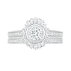 Thumbnail Image 1 of 1 CT. T.W. Baguette and Round Diamond Sunburst Frame Bridal Set in 10K White Gold