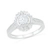 Thumbnail Image 3 of 1 CT. T.W. Baguette and Round Diamond Sunburst Frame Bridal Set in 10K White Gold