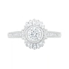 Thumbnail Image 4 of 1 CT. T.W. Baguette and Round Diamond Sunburst Frame Bridal Set in 10K White Gold
