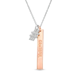 Tailor + You™ 1/10 CT. T.W. Diamond Engravable Bar and Hashtag Pendant (1 Line)