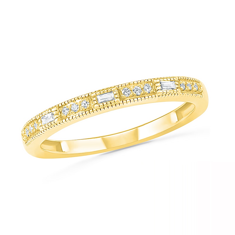Main Image 1 of 1/10 CT. T.W. Baguette and Round Diamond Vintage-Style Anniversary Band in 10K Gold