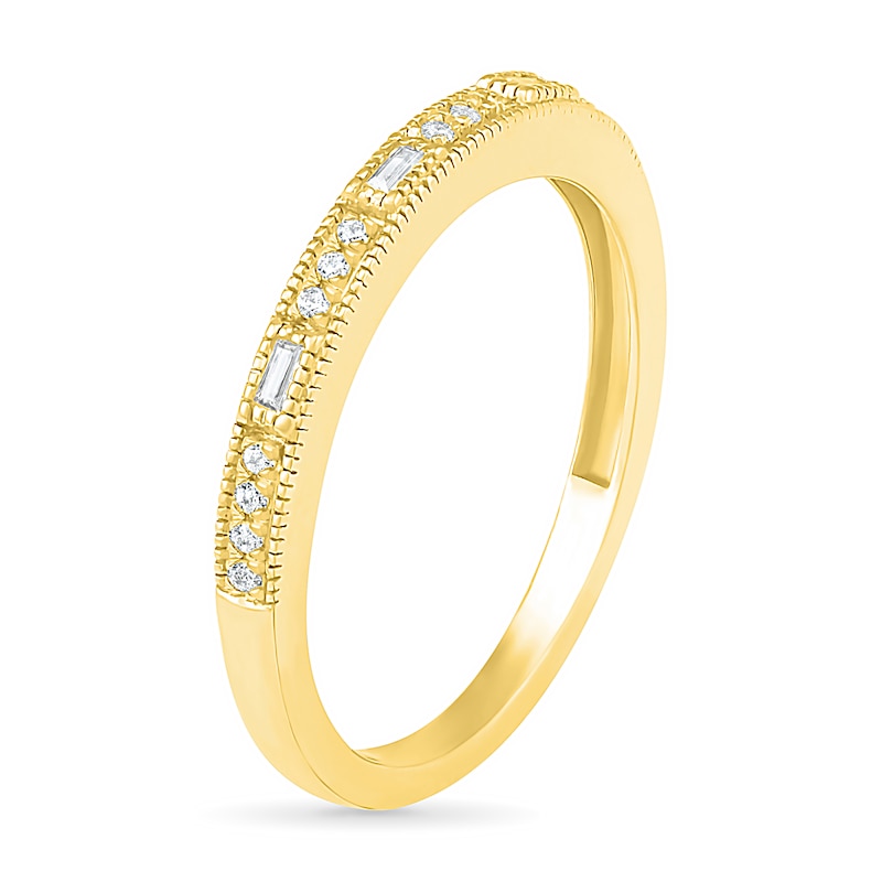 Main Image 3 of 1/10 CT. T.W. Baguette and Round Diamond Vintage-Style Anniversary Band in 10K Gold