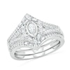 Thumbnail Image 1 of 3/4 CT. T.W. Multi-Shape Diamond Chevron Split Shank Bridal Set in 10K White Gold