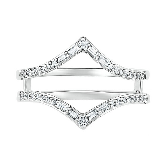3/4 CT. T.w. Multi-Shape Diamond Chevron Split Shank Bridal Set in 10K White Gold
