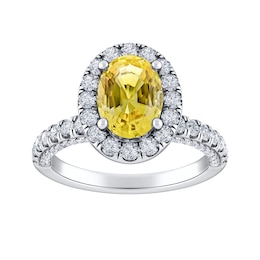 Vera Wang Love Collection Oval Yellow Sapphire Frame Engagement Ring