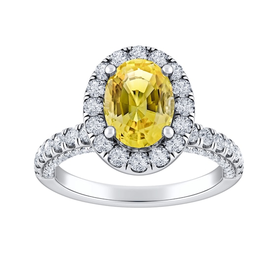 Vera Wang Love Collection Oval Yellow Sapphire Frame Engagement Ring
