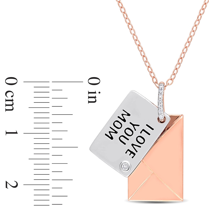 Main Image 3 of Diamond Accent &quot;I LOVE YOU MOM&quot; Letter Pendant in Sterling Silver with Rose Rhodium Plate