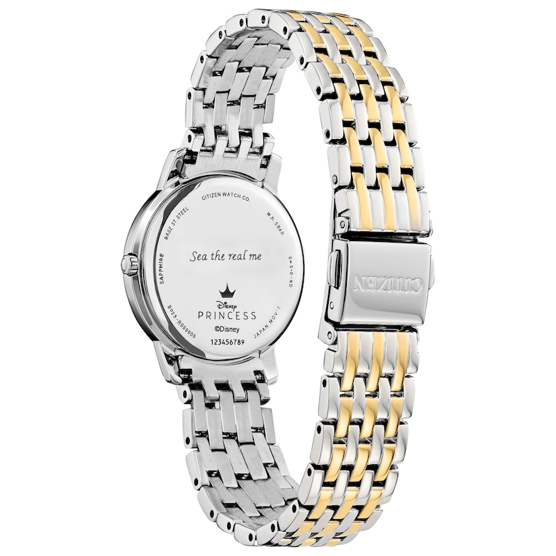 Ladies' Citizen Eco-Drive® Disney Ariel Diamond Accent Two-Tone Watch with Blue Dial (Model: EX1499-50W)